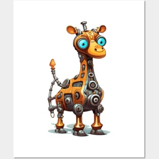 Cartoon giraffe robots. T-Shirt, Sticker. Posters and Art